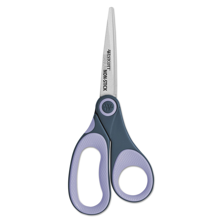 Non-Stick Titanium Bonded Scissors, 8" Long, 3.25" Cut Length, Gray/purple Straight Handle - ACM14910
