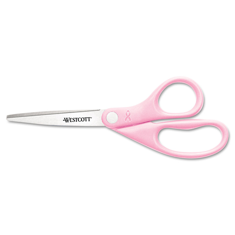 All Purpose Pink Ribbon Scissors, 8" Long, 3.5" Cut Length, Pink Straight Handle - ACM15387