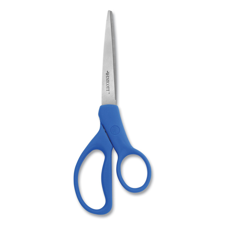 Preferred Line Stainless Steel Scissors, 8" Long, 3.5" Cut Length, Blue Straight Handles, 2/pack - ACM15452