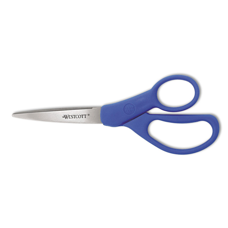 Preferred Line Stainless Steel Scissors, 7" Long, 3.25" Cut Length, Blue Offset Handle - ACM43217
