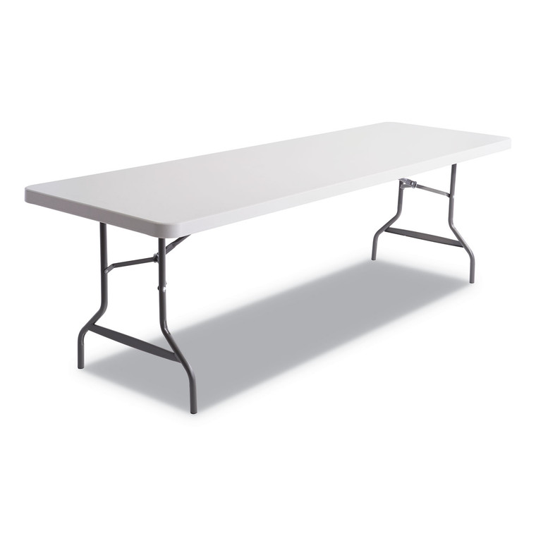 Resin Rectangular Folding Table, Square Edge, 96w X 30d X 29h, Platinum - ALE65601