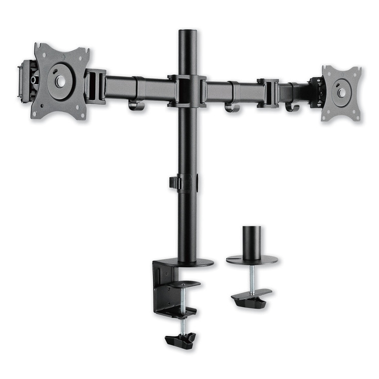 Adaptivergo Pole-Mounted Dual Monitor Arm For 30" Monitors, 360 Deg Rotation, 30 Deg Tilt, 360 Deg Pan, Black, Supports 22 Lb - ALEAEMA2B