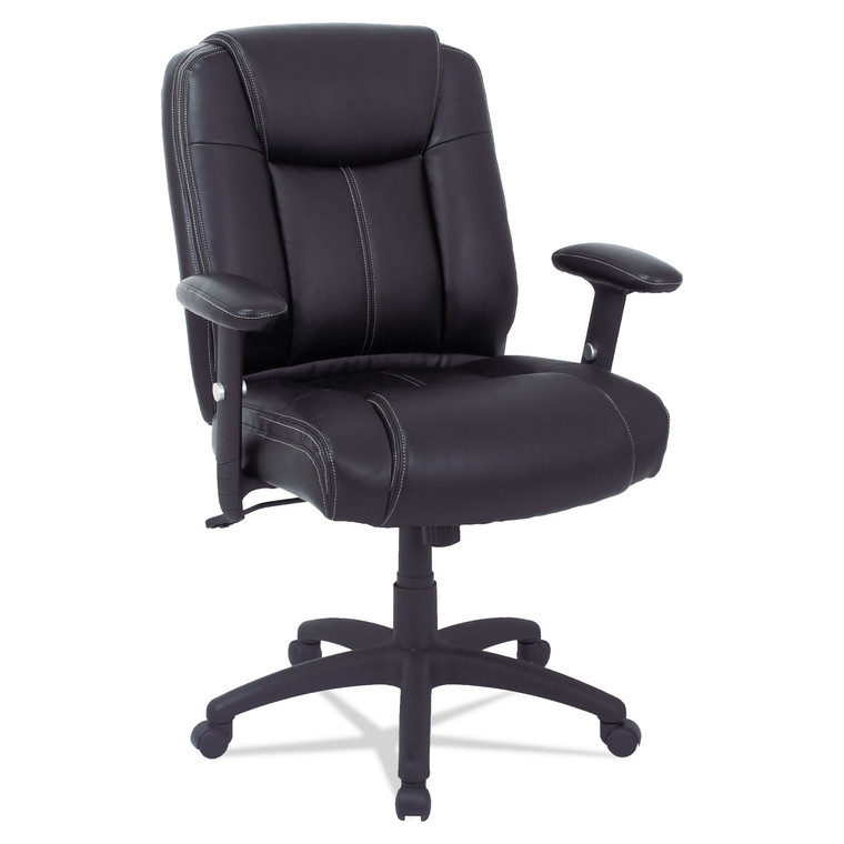Alera Cc Series Executive Mid-Back Bonded Leather Chair, Adjustable Arms, Supports 275lb, 18.11" To 21.81" Seat Height, Black - ALECC4219