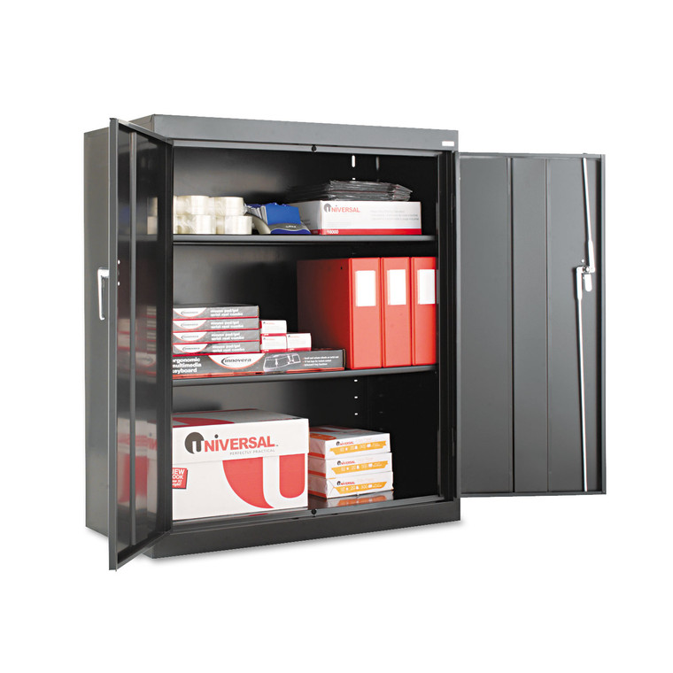 Assembled 42" High Heavy-Duty Welded Storage Cabinet, Two Adjustable Shelves, 36w X 18d, Black - ALECM4218BK