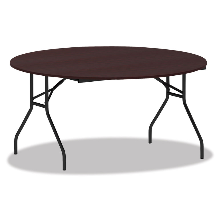 Round Wood Folding Table, 59 Dia X 29.13h, Mahogany - ALEFT7260DMY