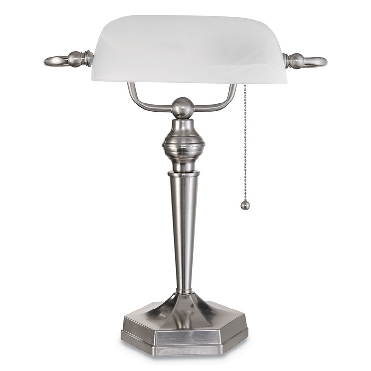 Banker's Lamp, Post Neck, 10"w X 13.38"d X 16"h, Brushed Nickel - ALELMP538BN