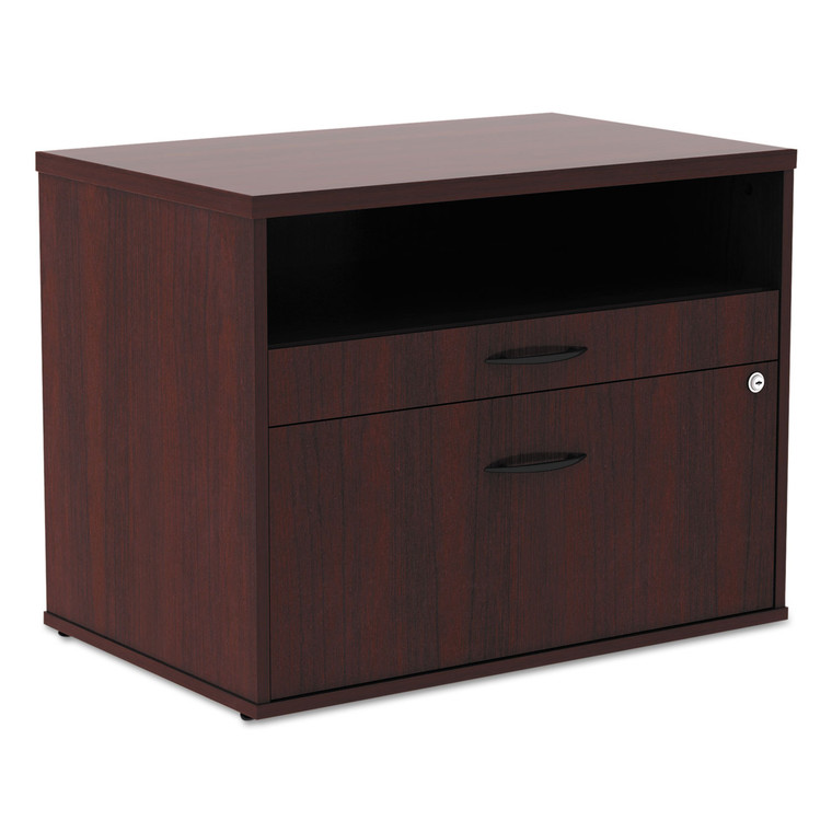 Alera Open Office Desk Series Low File Cabinet Credenza, 2-Drawer: Pencil/file,legal/letter,1 Shelf,mahogany,29.5x19.13x22.88 - ALELS583020MY