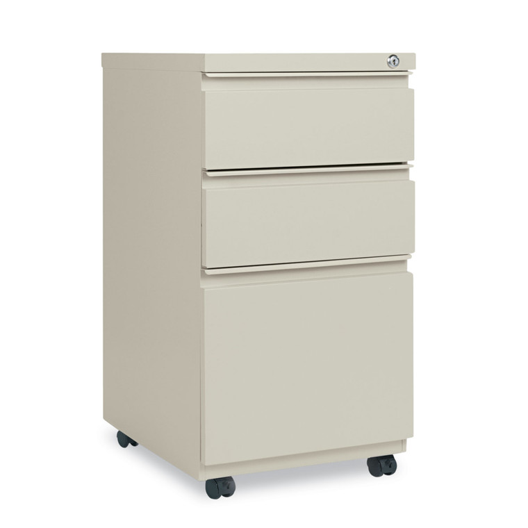 File Pedestal With Full-Length Pull, Left Or Right, 3-Drawers: Box/box/file, Legal/letter, Putty, 14.96" X 19.29" X 27.75" - ALEPBBBFPY