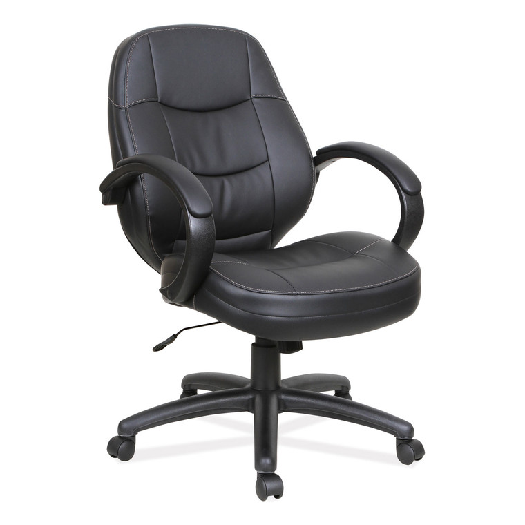 Alera Pf Series Mid-Back Bonded Leather Office Chair, Supports Up To 275 Lb, 18.11" To 22.04" Seat Height, Black - ALEPF4219