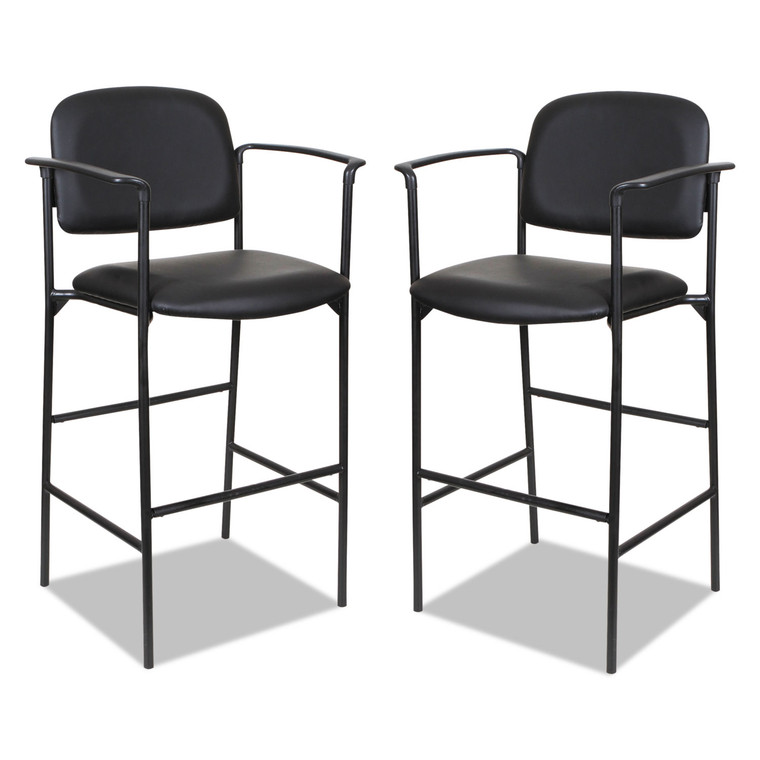 Alera Sorrento Series Stool With Arms, Supports Up To 300 Lb, 29.33" Seat Height, Black, 2/carton - ALEST6616A