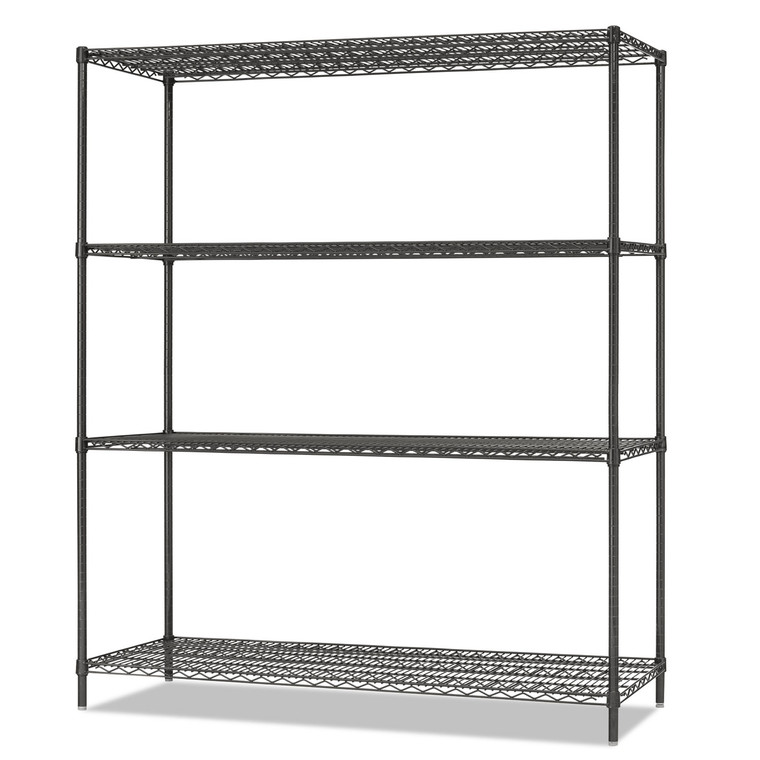 All-Purpose Wire Shelving Starter Kit, 4-Shelf, 60 X 18 X 72, Black Anthracite Plus - ALESW206018BA