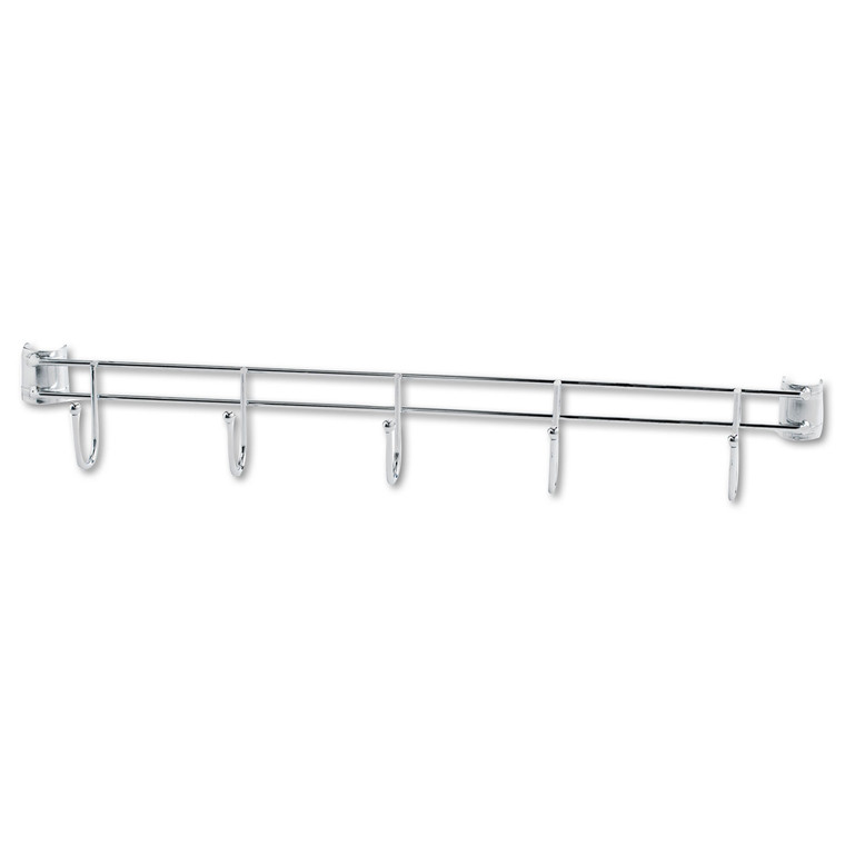 Hook Bars For Wire Shelving, Five Hooks, 24" Deep, Silver, 2 Bars/pack - ALESW59HB424SR
