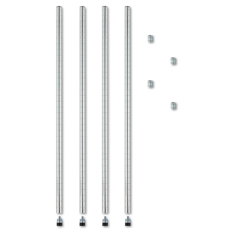 Stackable Posts For Wire Shelving, 36" High, Silver, 4/pack - ALESW59PO36SR