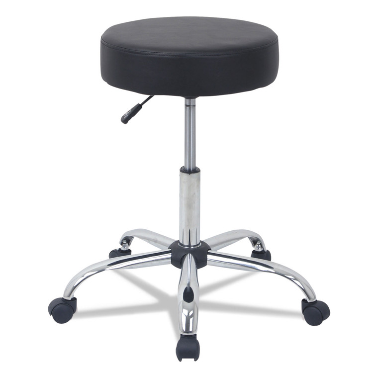 Height Adjustable Lab Stool, Backless, Supports Up To 275 Lb, 19.69" To 24.80" Seat Height, Black Seat, Chrome Base - ALEUS4716