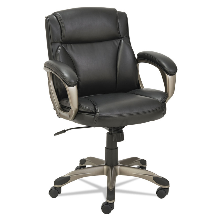 Alera Veon Series Low-Back Bonded Leather Task Chair, Supports 275 Lb, 17.72" To 20.67" Seat, Black Seat/back, Graphite Base - ALEVN6119
