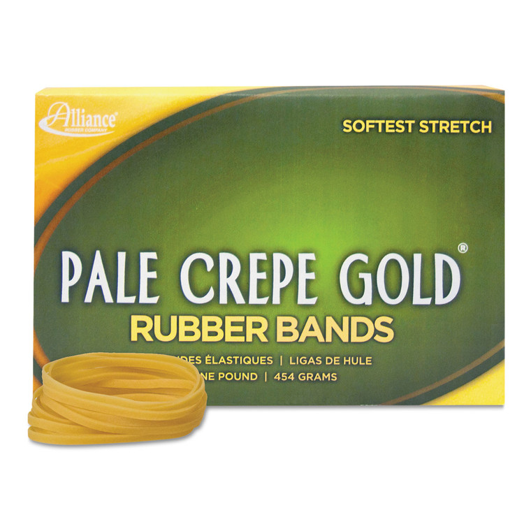 Pale Crepe Gold Rubber Bands, Size 117b, 0.06" Gauge, Crepe, 1 Lb Box, 300/box - ALL21405