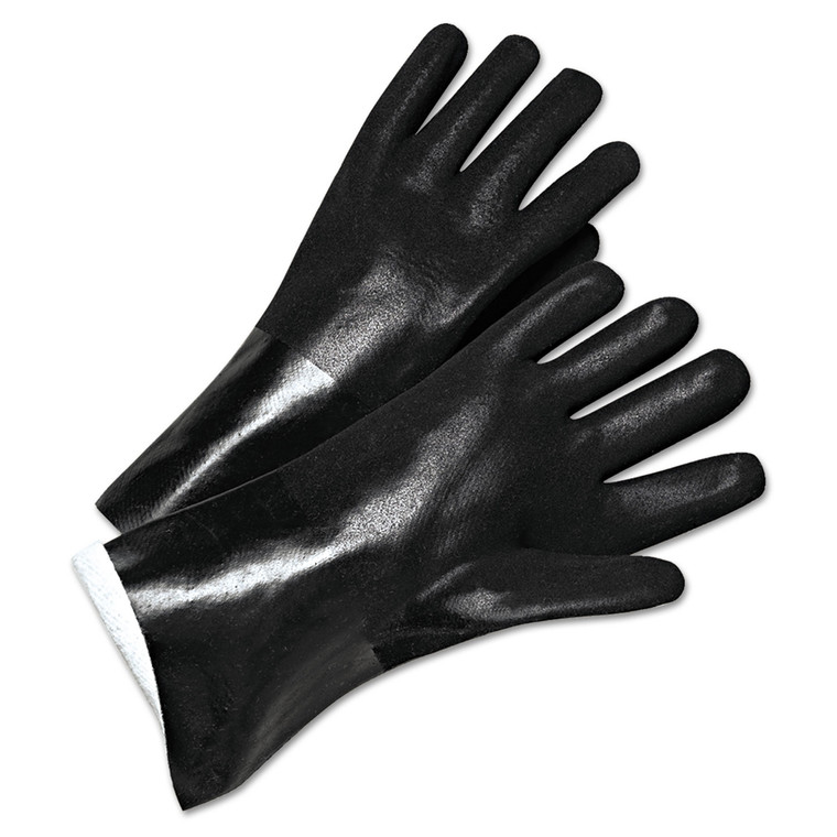 Pvc-Coated Jersey-Lined Gloves, 14 In. Long, Black, Men's, 12/pack - ANR7400