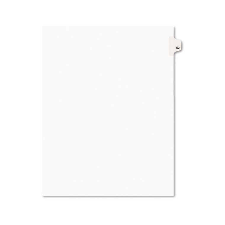 Preprinted Legal Exhibit Side Tab Index Dividers, Avery Style, 10-Tab, 52, 11 X 8.5, White, 25/pack, (1052) - AVE01052