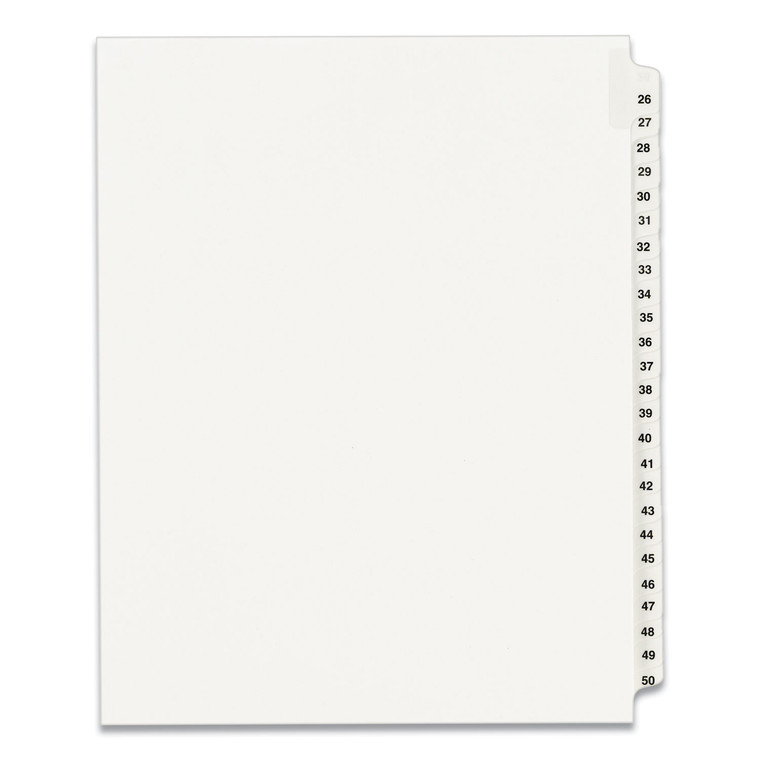Preprinted Legal Exhibit Side Tab Index Dividers, Avery Style, 25-Tab, 26 To 50, 11 X 8.5, White, 1 Set, (1331) - AVE01331