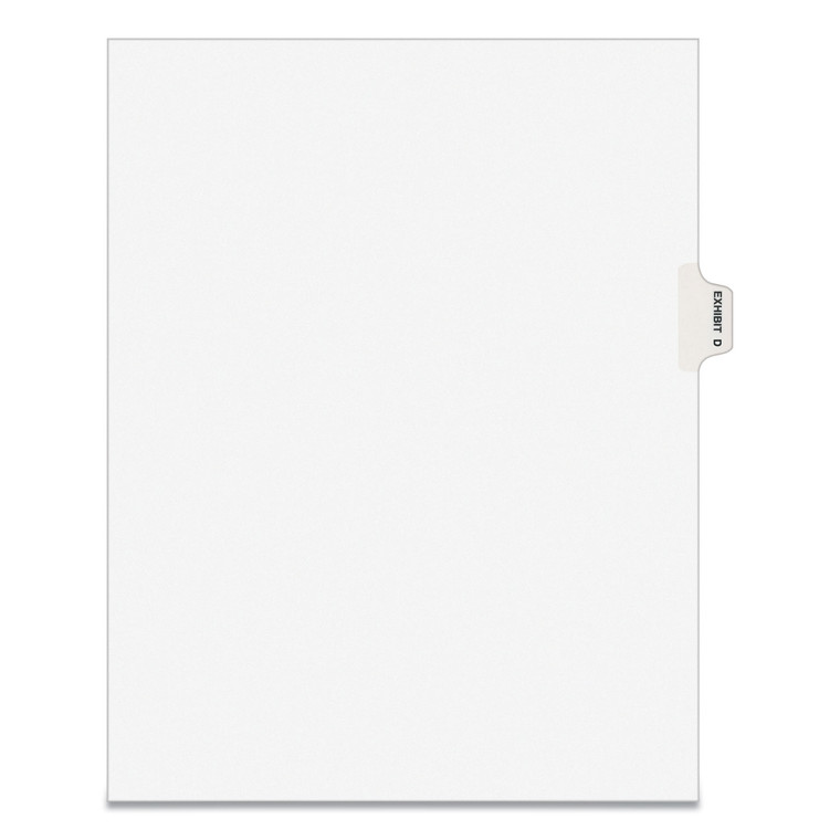 Avery-Style Preprinted Legal Side Tab Divider, Exhibit D, Letter, White, 25/pack, (1374) - AVE01374