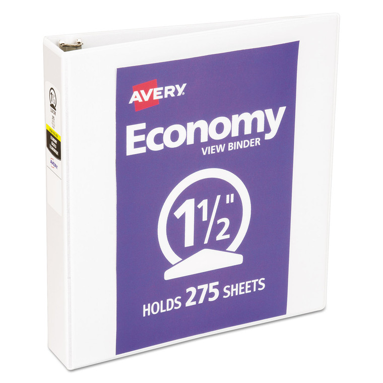 Economy View Binder With Round Rings , 3 Rings, 1.5" Capacity, 11 X 8.5, White, (5726) - AVE05726