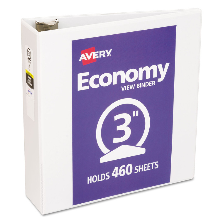 Economy View Binder With Round Rings , 3 Rings, 3" Capacity, 11 X 8.5, White, (5741) - AVE05741