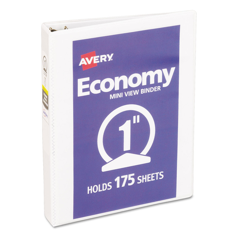 Economy View Binder With Round Rings , 3 Rings, 1" Capacity, 8.5 X 5.5, White, (5806) - AVE05806
