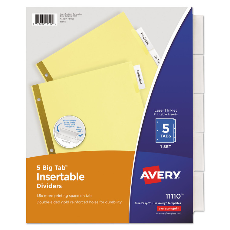 Insertable Big Tab Dividers, 5-Tab, Letter - AVE11110