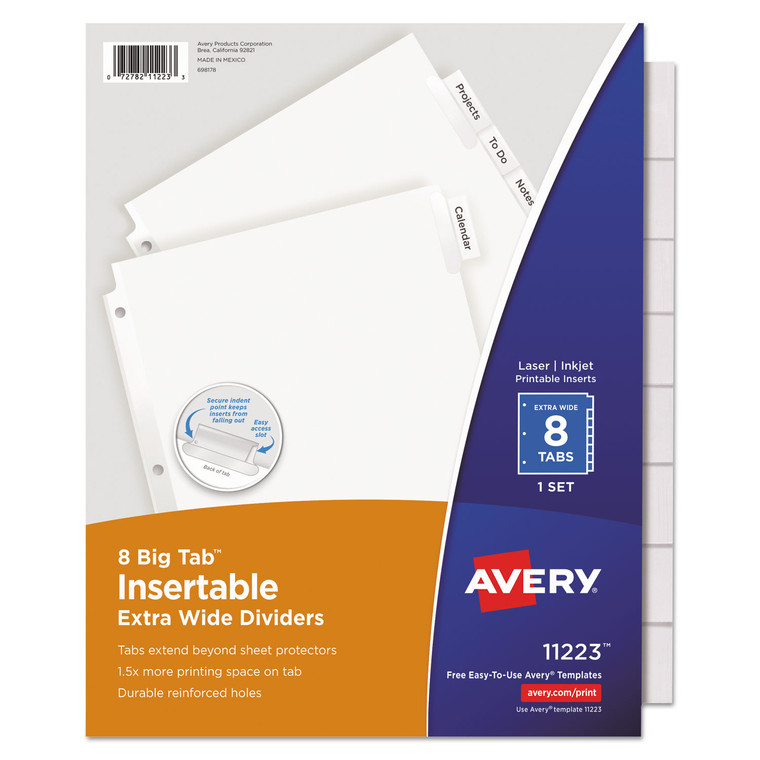 Insertable Big Tab Dividers, 8-Tab, 11 1/8 X 9 1/4 - AVE11223