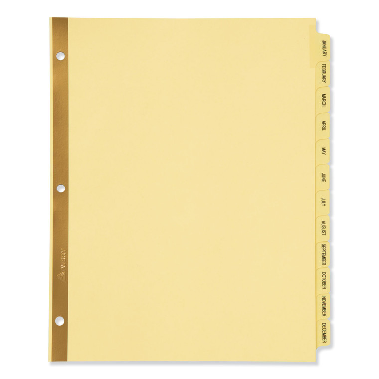Preprinted Laminated Tab Dividers W/gold Reinforced Binding Edge, 12-Tab, Letter - AVE11307