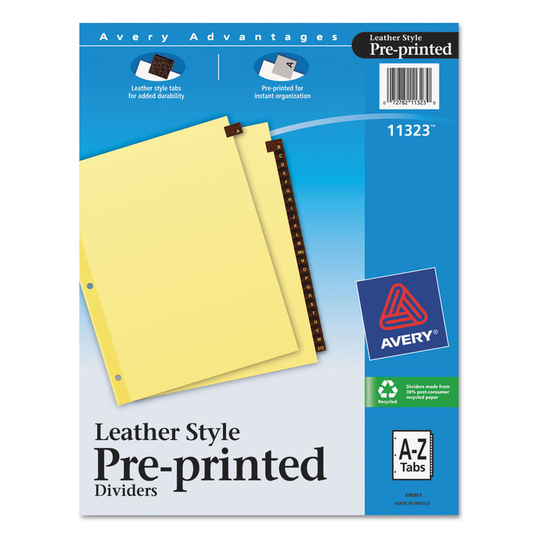 Preprinted Red Leather Tab Dividers W/clear Reinforced Edge, 25-Tab, Ltr - AVE11323