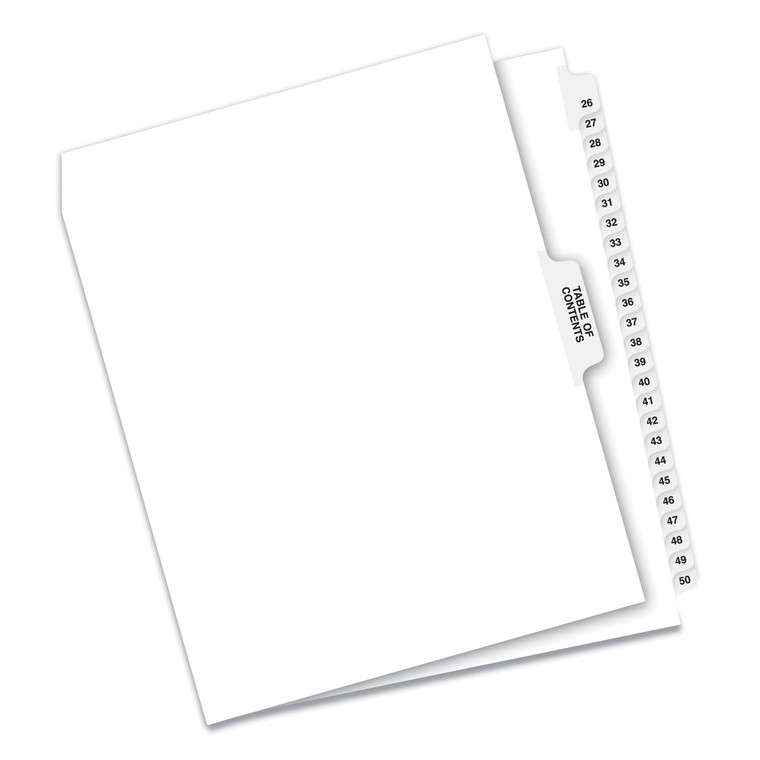 Preprinted Legal Exhibit Side Tab Index Dividers, Avery Style, 26-Tab, 26 To 50, 11 X 8.5, White, 1 Set - AVE11372