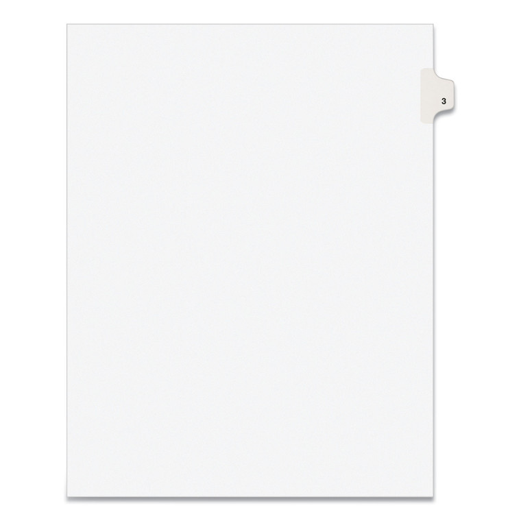 Preprinted Legal Exhibit Side Tab Index Dividers, Avery Style, 10-Tab, 3, 11 X 8.5, White, 25/pack - AVE11913