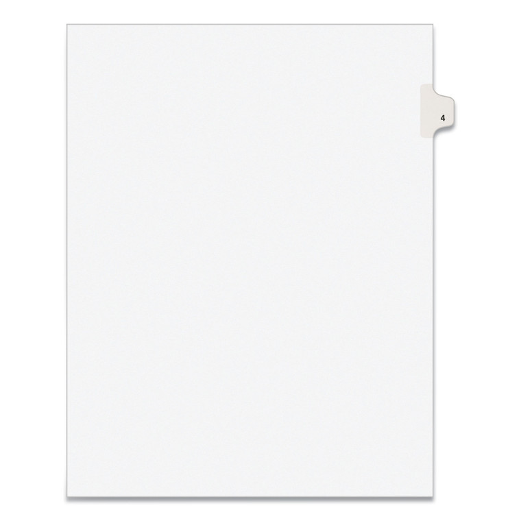 Preprinted Legal Exhibit Side Tab Index Dividers, Avery Style, 10-Tab, 4, 11 X 8.5, White, 25/pack - AVE11914
