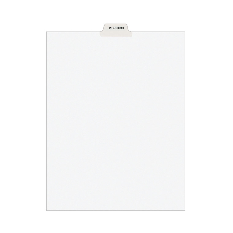 Avery-Style Preprinted Legal Bottom Tab Dividers, Exhibit M, Letter, 25/pack - AVE12386