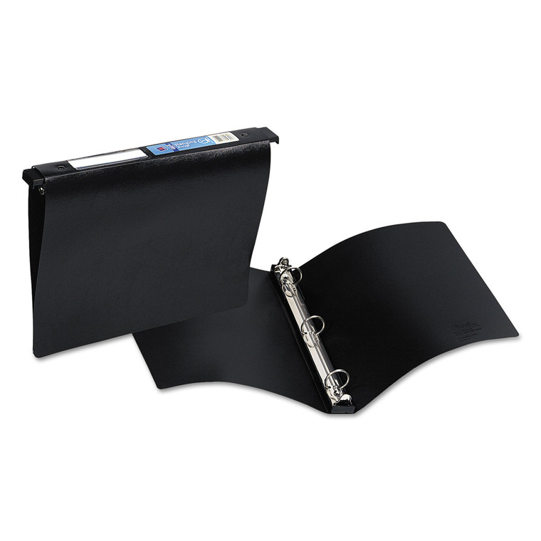 Hanging Storage Flexible Non-View Binder With Round Rings, 3 Rings, 1" Capacity, 11 X 8.5, Black - AVE14801