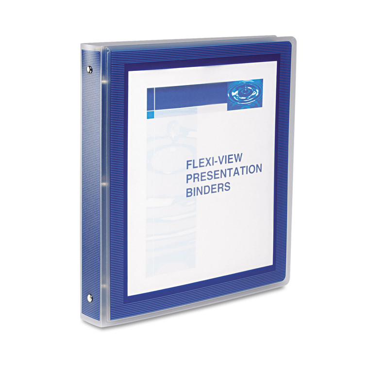 Flexi-View Binder With Round Rings, 3 Rings, 1.5" Capacity, 11 X 8.5, Navy Blue - AVE17638