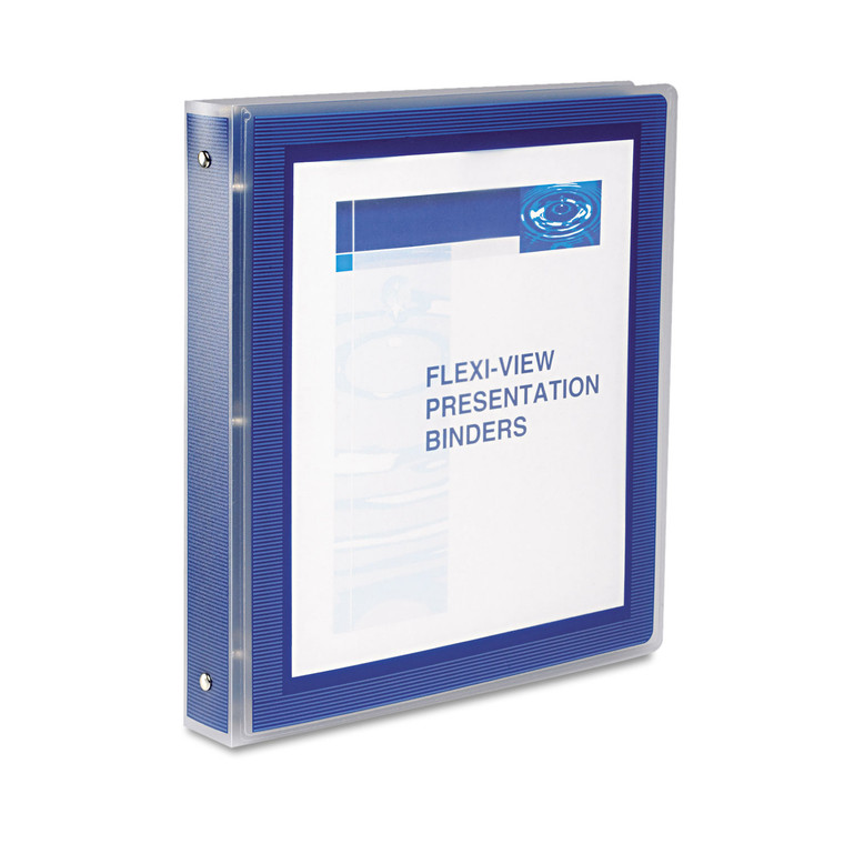 Flexi-View Binder With Round Rings, 3 Rings, 1" Capacity, 11 X 8.5, Navy Blue - AVE17685