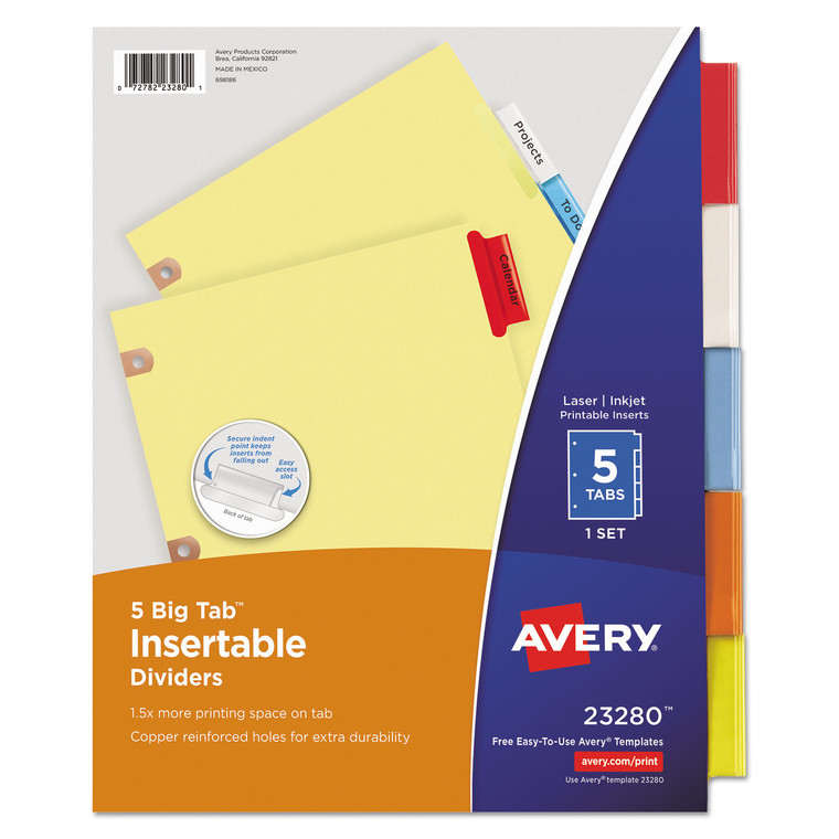 Insertable Big Tab Dividers, 5-Tab, Letter - AVE23280