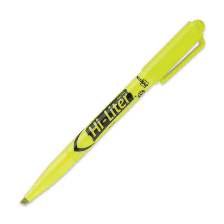Hi-Liter Pen-Style Highlighters, Fluorescent Yellow Ink, Chisel Tip, Yellow/black Barrel, Dozen - AVE23591