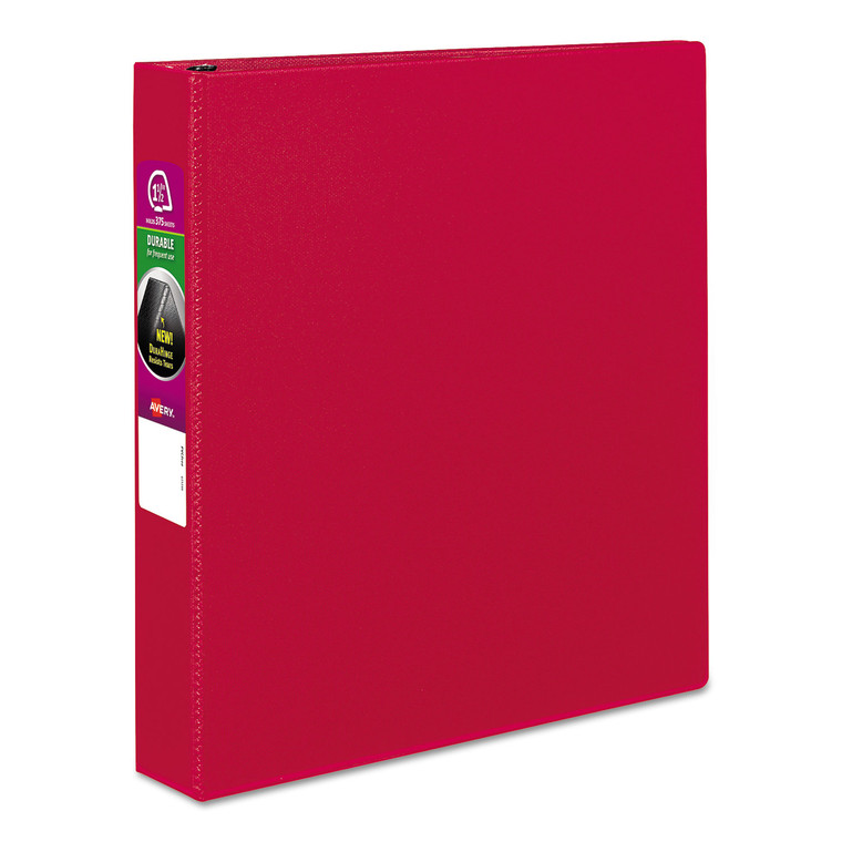 Durable Non-View Binder With Durahinge And Slant Rings, 3 Rings, 1.5" Capacity, 11 X 8.5, Red - AVE27202