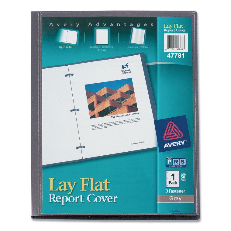 Lay Flat View Report Cover, Flexible Fastener, 0.5" Capacity, 8.5 X 11, Clear/gray - AVE47781