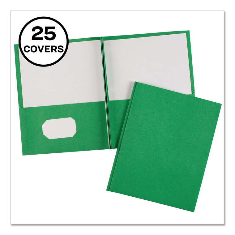 Two-Pocket Folder, Prong Fastener, 0.5" Capacity, 11 X 8.5, Green, 25/box - AVE47977