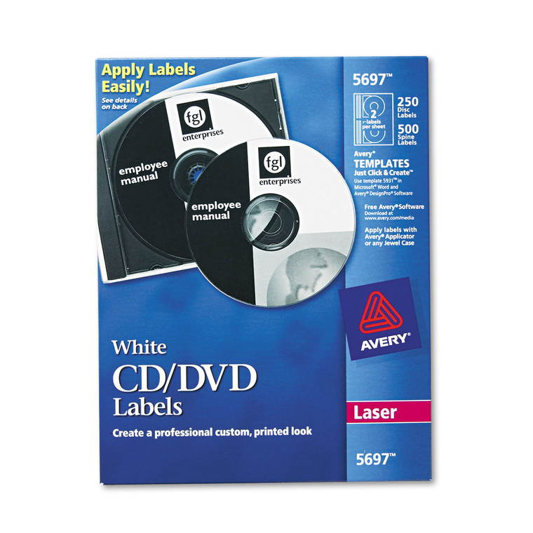 Laser Cd Labels, Matte White, 250/pack - AVE5697