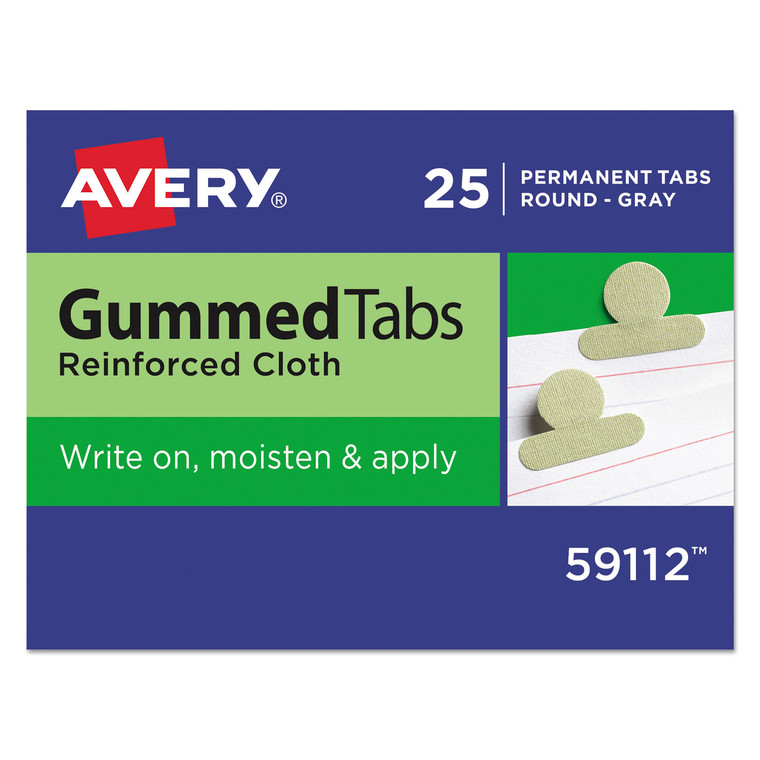 Gummed Reinforced Index Tabs, 1/12-Cut Tabs, Olive Green, 0.5" Wide, 25/pack - AVE59112