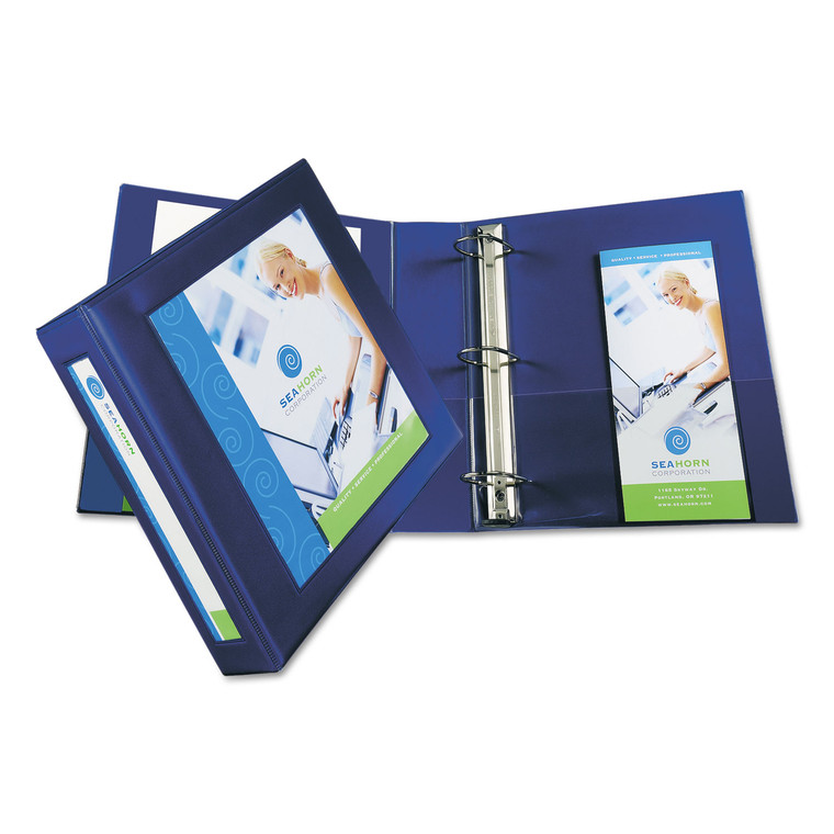 Framed View Heavy-Duty Binders, 3 Rings, 2" Capacity, 11 X 8.5, Navy Blue - AVE68033