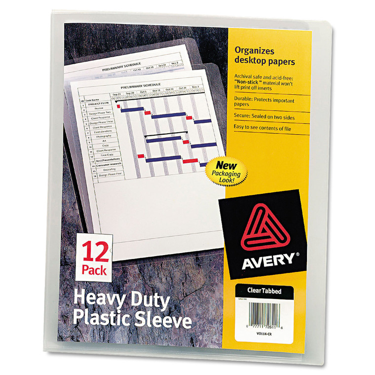 Heavy-Duty Plastic Sleeves, Letter Size, Clear, 12/pack - AVE72611