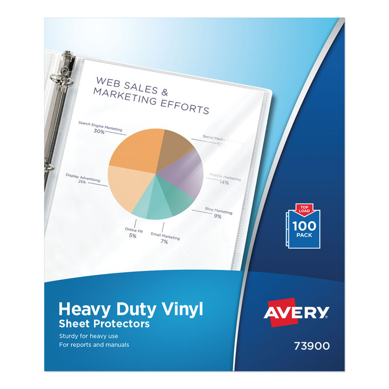 Top-Load Vinyl Sheet Protectors, Heavy Gauge, Letter, Clear, 100/box - AVE73900