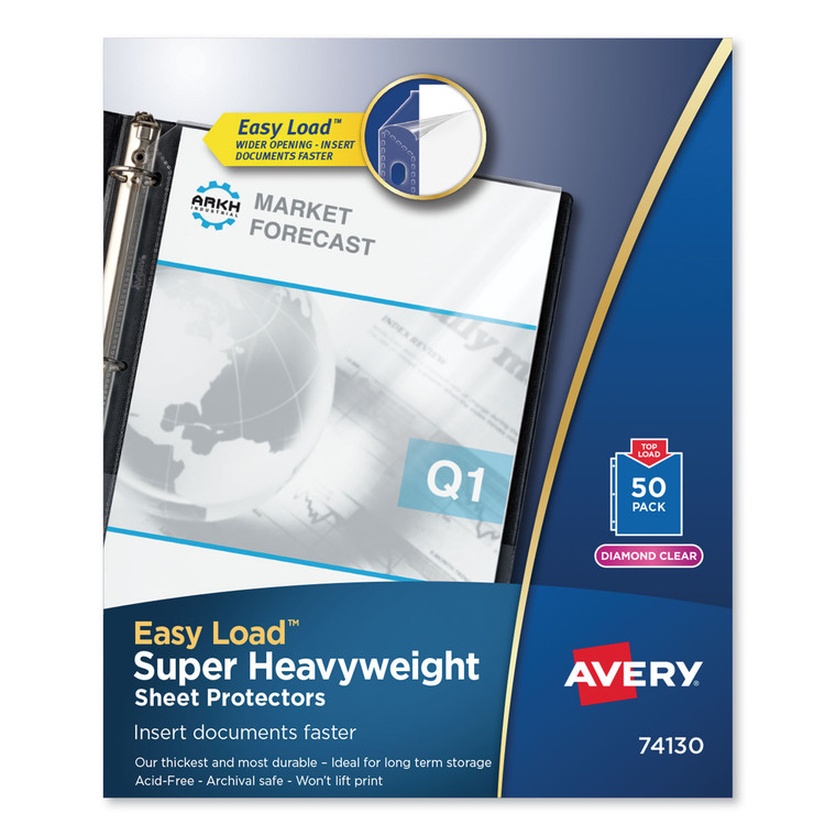 Top-Load Poly Sheet Protector, Super Heavy Gauge, Letter, Diamond Clear, 50/box - AVE74130