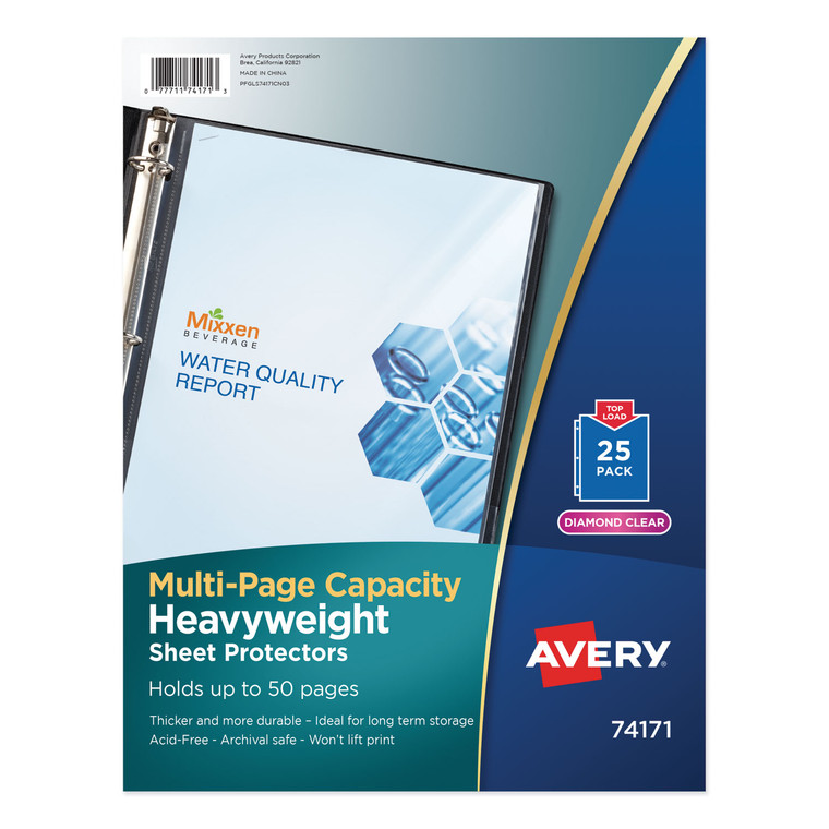 Multi-Page Top-Load Sheet Protectors, Heavy Gauge, Letter, Clear, 25/pack - AVE74171
